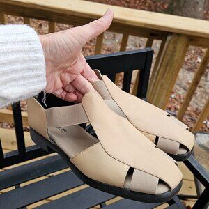 Aerosoles Women's 4Give Fisherman Sandals Slip On Beige Leather Non-slip Sz 9 D